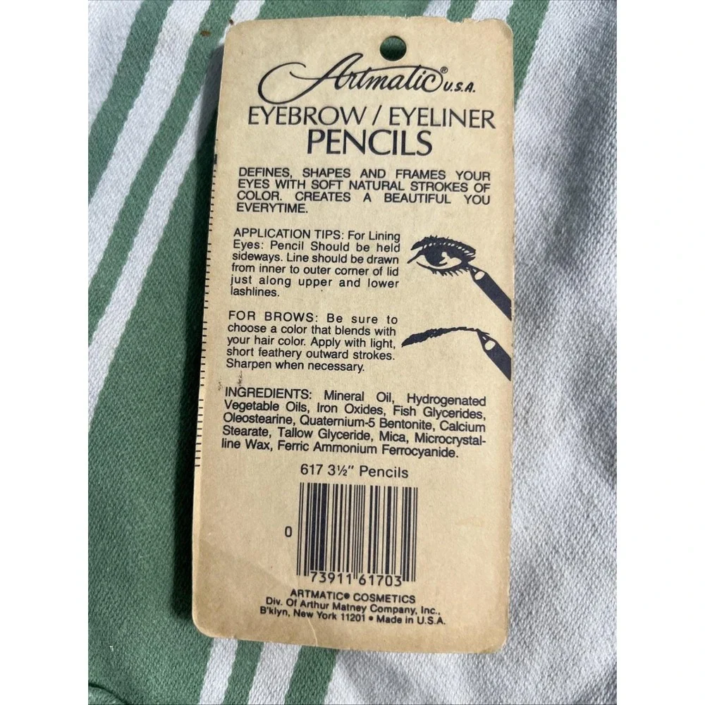 Vintage Artmatic‎ Eyebrow/eyeliner Pencils Light Brown 617-003 Damaged Packaging